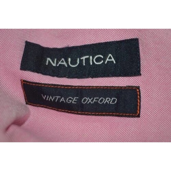 Nautica Men Oxford Pink Long Sleeve Dress Shirt Button Down Size 16 1/2 32/33 - Picture 9 of 11
